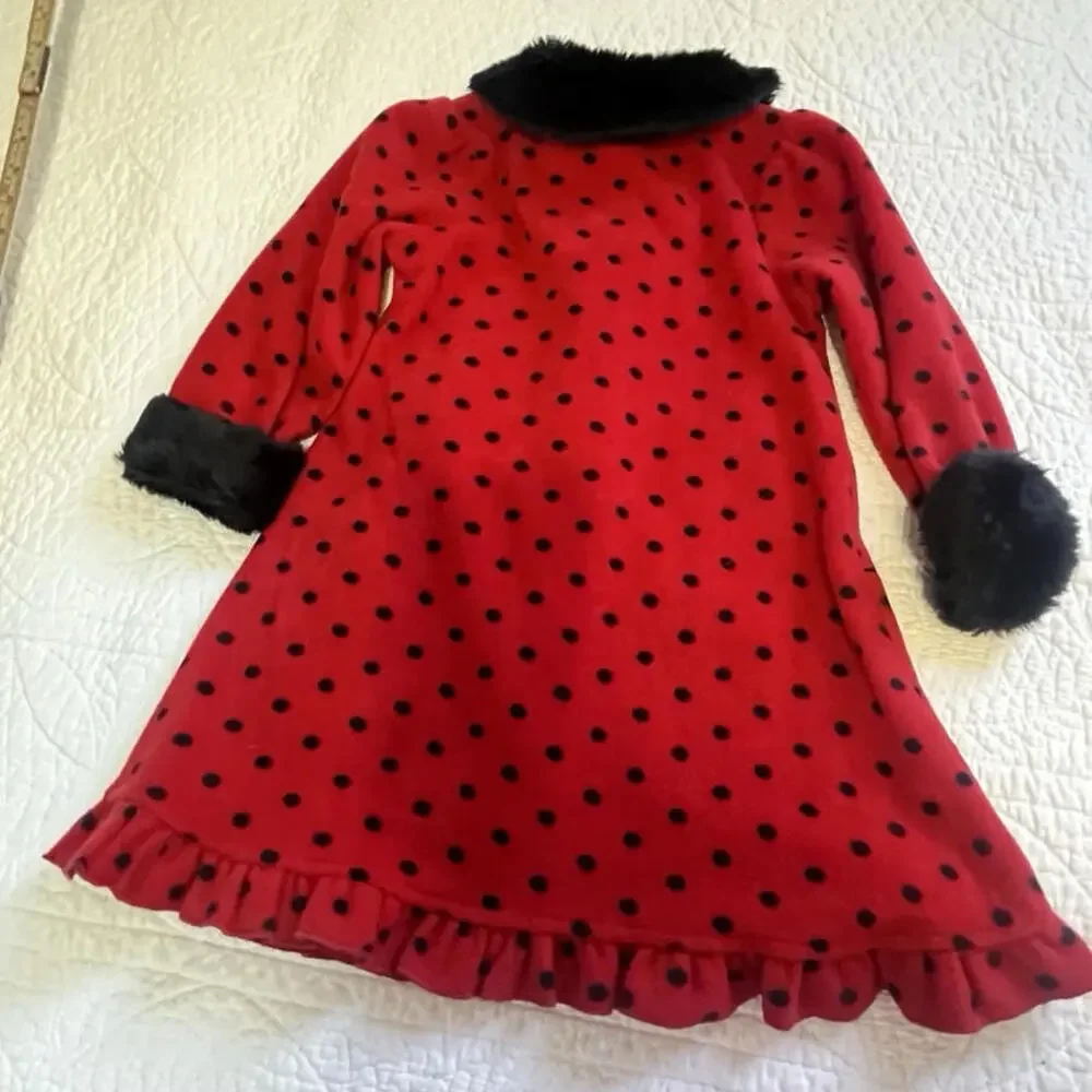 Blueberi Boulevard Girls Scotty Dog And Scotch Plaid Ribbon Red 3T Fleece Jacket